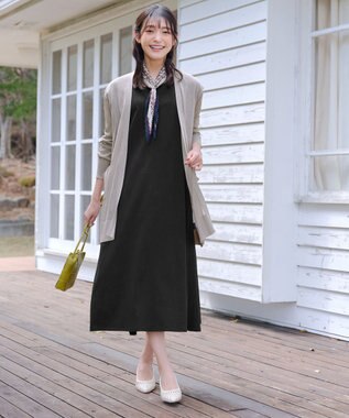 Tiaclasse 【洗える】フレンチスリーブカットソーワンピース ブラック