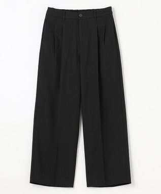 ANY 【洗濯機可能/ウエストゴム】美脚２タック ワイドパンツ ブラック