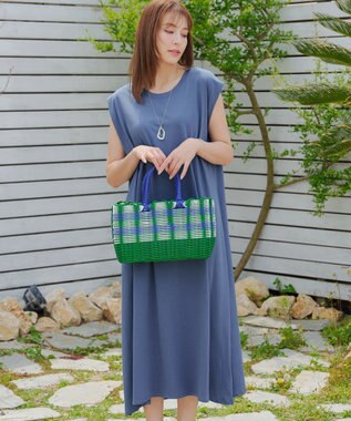 Tiaclasse 【洗える】フレンチスリーブカットソーワンピース ブルー