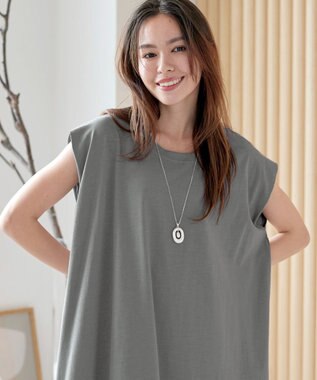 Tiaclasse 【洗える】フレンチスリーブカットソーワンピース グレー