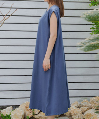 Tiaclasse 【洗える】フレンチスリーブカットソーワンピース ブルー
