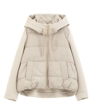 YECCA VECCA 中綿×カットボンディングZIPフーディー Gray Beige