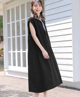 Tiaclasse 【洗える】フレンチスリーブカットソーワンピース ブラック