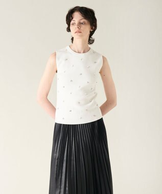 GRACE CONTINENTAL ビジューニットトップ ホワイト