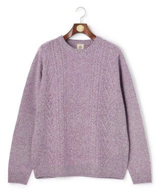 J.PRESS MEN 【KING SIZE】【Cash Lamb's Wool】ケーブルクルーネック ニット_25年モデル パープル系