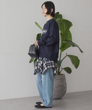 AMERICAN HOLIC Fairfield フロッキースウェットプルオーバー Navy