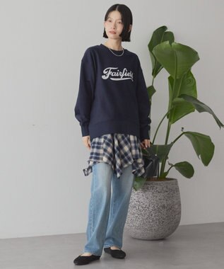 AMERICAN HOLIC Fairfield フロッキースウェットプルオーバー Navy