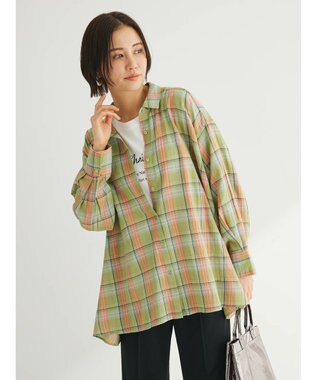 Green Parks チェック柄シャツチュニック Green