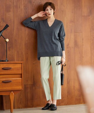 ICB 【洗える】コンパクトウール Vネックプルオーバー ミディアムグレー系