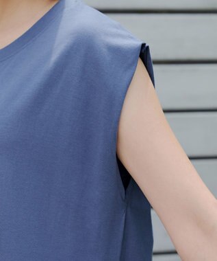 Tiaclasse 【洗える】フレンチスリーブカットソーワンピース ブルー