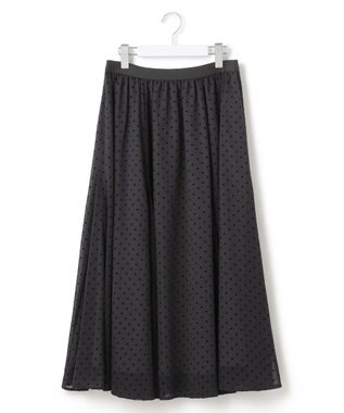 23区 【一部店舗限定/洗える】クレープドットフロッキー スカート ブラック系