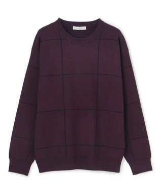 UNFILO MENS 【OCEANS YouTube 掲載/男女兼用】スムースシルキーニット 柄 ウインドペン ボルドー×ネイビー