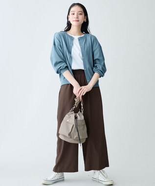 ANY シアーワッフルカーディガン ブルー