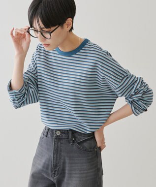 AMERICAN HOLIC マルチボーダーカットプルオーバー Sax