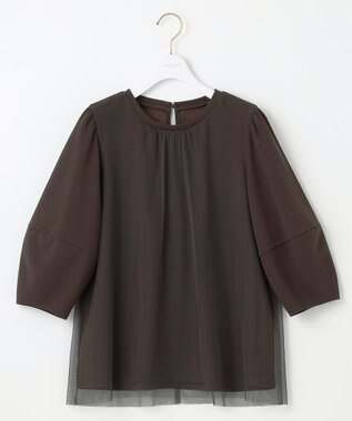 ANY SIS L 【洗える】カットジョーゼットチュール トップス ブラウン