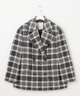 自由区 S BALLIループミルドチェック コート グレー×オフ
