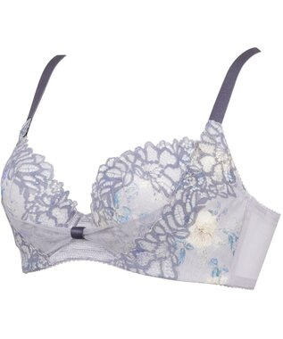 WACOAL 【リボンブラ 脇すっきり】 ブラジャー 脇高設計 着やせシルエット 谷間をメイクしてキープ Gカップまで対応 大きいサイズ レディース BRB433 /ワコール ブルー