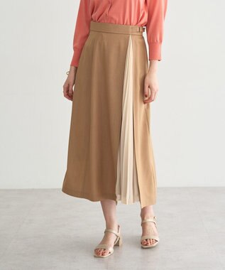 YECCA VECCA プリーツMIXフレアスカート Beige
