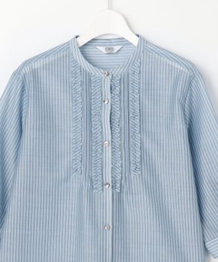 J.PRESS LADIES シアーピンストライプ カットソー サックスベース系