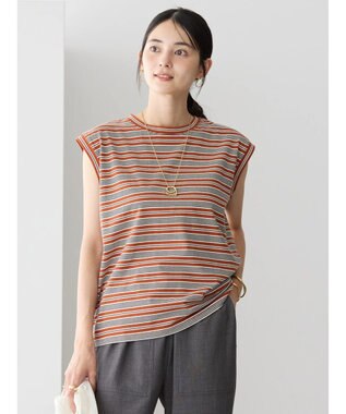 AMERICAN HOLIC マルチボーダーノースリーブカットプルオーバー Terracotta