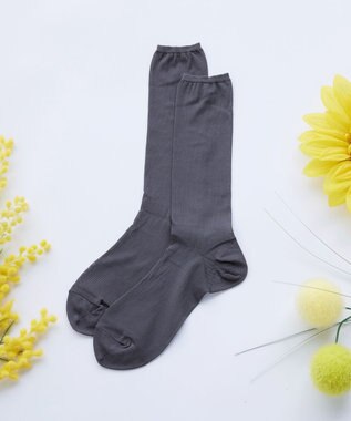 Tiaclasse シアー無地ソックス チャコールグレー