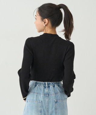 earth music&ecology やわらかタッチハイネックリブニットプルオーバー Black