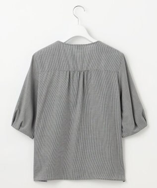 J.PRESS LADIES S 【洗える】ウォッシャブルキュプラツイル ボートネック ブラウス ブラックチェック系