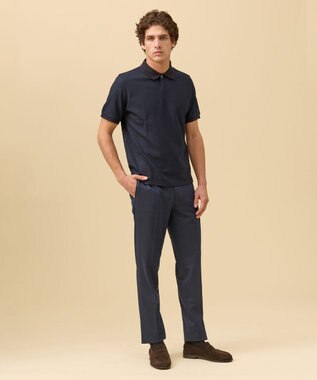 J.PRESS MEN ジャケットインの最適解【接触冷感 / 吸水速乾】【J.PRESS PREMIUM JERSEY】スキッパー ポロシャツ ネイビー系