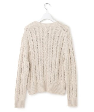 23区 【洗える】ルレックスケーブル スパンコール ラメニット アイボリー系