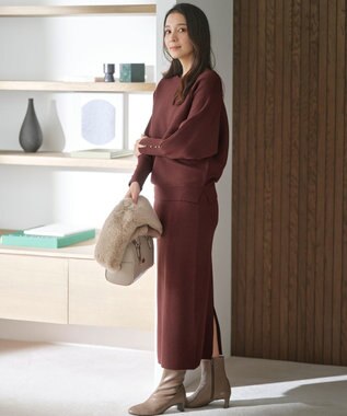 ANY SIS 【洗える・セットアップ可】アンチピリング総針ニット スカート ブラウン