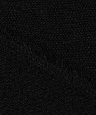 自由区 L 【洗える】リネンフリンジディテール8分袖 ニット ブラック系