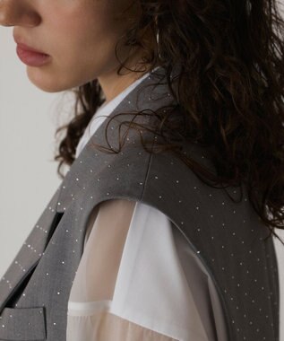 GRACE CONTINENTAL イレヘムビジュージレジャケット グレー