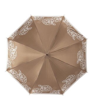 MOONBAT LANVIN COLLECTION 長傘 ローズ サテンプリント ジャンプ 耐風 ベージュ