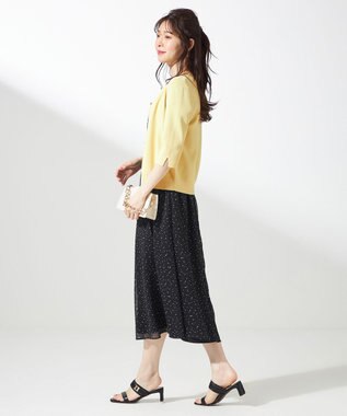 ANY SIS 【接触冷感・UVカット・洗える】ハーフスリーブ カーディガン イエロー