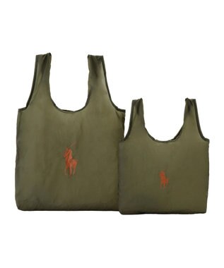 MOONBAT POLO RALPH LAUREN(ポロ ラルフローレン)ポロポニー ポケッタブル レインバッグ Mサイズ 無地 ストラップベルト付き カーキー
