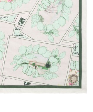 MOONBAT 【日本製】SWASH LONDON ポストカードプリント コットン スカーフハンカチ グリーン