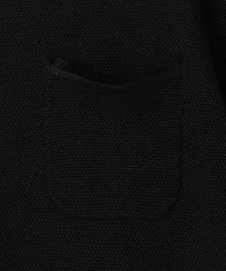 自由区 L 【洗える】リネンフリンジディテール8分袖 ニット ブラック系