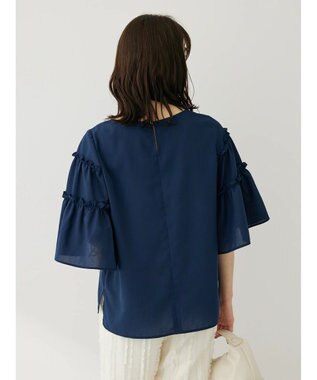 Green Parks ティアード袖ブラウス Navy