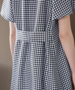 Tiaclasse L 【小倉優子さん着用・選べる袖TYPE・洗える】バックフレアチュニック 新色 半袖ギンガムチェック小