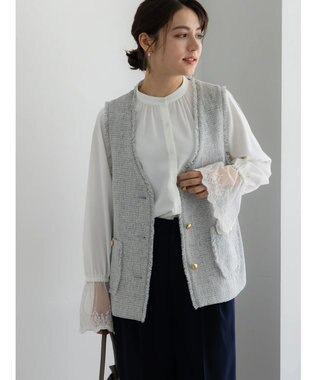 Te chichi 【セレモニーアイテム】ツイードVネックジレ グレー