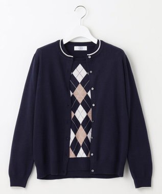 J.PRESS LADIES 【WEB限定カラーあり・洗える】アーガイルツイン ニット ネイビー系