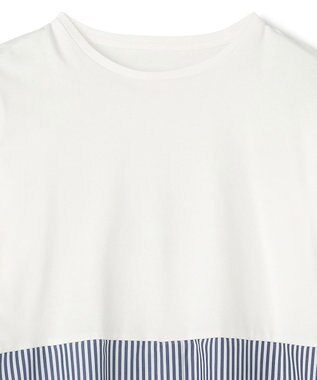 UNFILO シャツコンビレイヤードTシャツ オフ×ストライプ