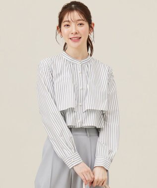  【洗える】ラッフルレイヤード ブラウス