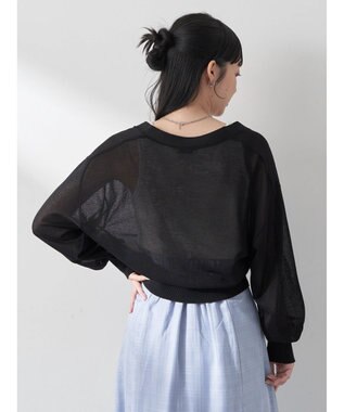 earth music&ecology シアーラメＶネックカーディガン Black