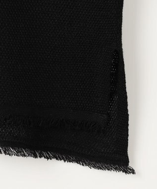 自由区 L 【洗える】リネンフリンジディテール8分袖 ニット ブラック系