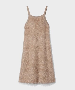 GRACE CONTINENTAL フェザーコンビキャミドレス ベージュ