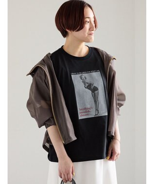 Te chichi マリリンモンローモノクロフォトTシャツ ブラック