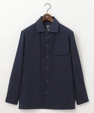 JOSEPH ABBOUD 【清涼・軽量・夏の軽羽織】クールサッカー ライトシャツ アウター ネイビー系