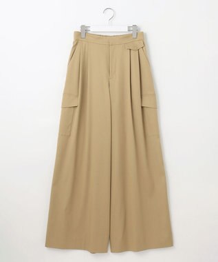 自由区 L 【カタログ掲載・接触冷感・UVカット・洗える】デニムライクボトムフレアワイド パンツ ベージュ