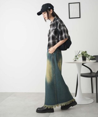 WEGO 【手洗い可/綿100％】オンブレチェックショートシャツ ブラックチェック1